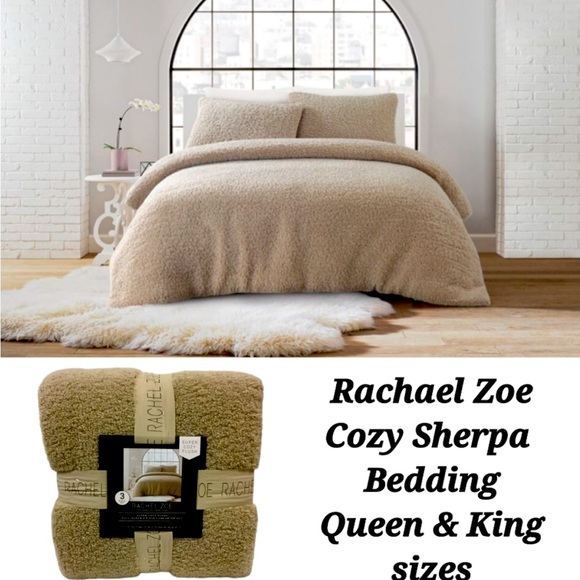 💯 RACHEL ZOE 💯 LUXURY SHERPA 3 PIECES KING SIZE SUPER PLUSH DUVET COVER SET . - Picture 1 of 6
